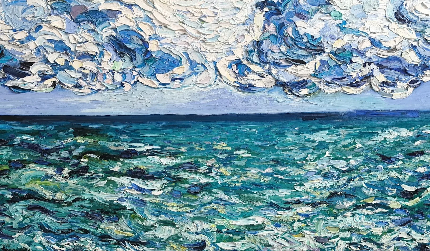 «Атлантика» — картина Ольги Симаковой, 120 × 70 см, серия Ocean series