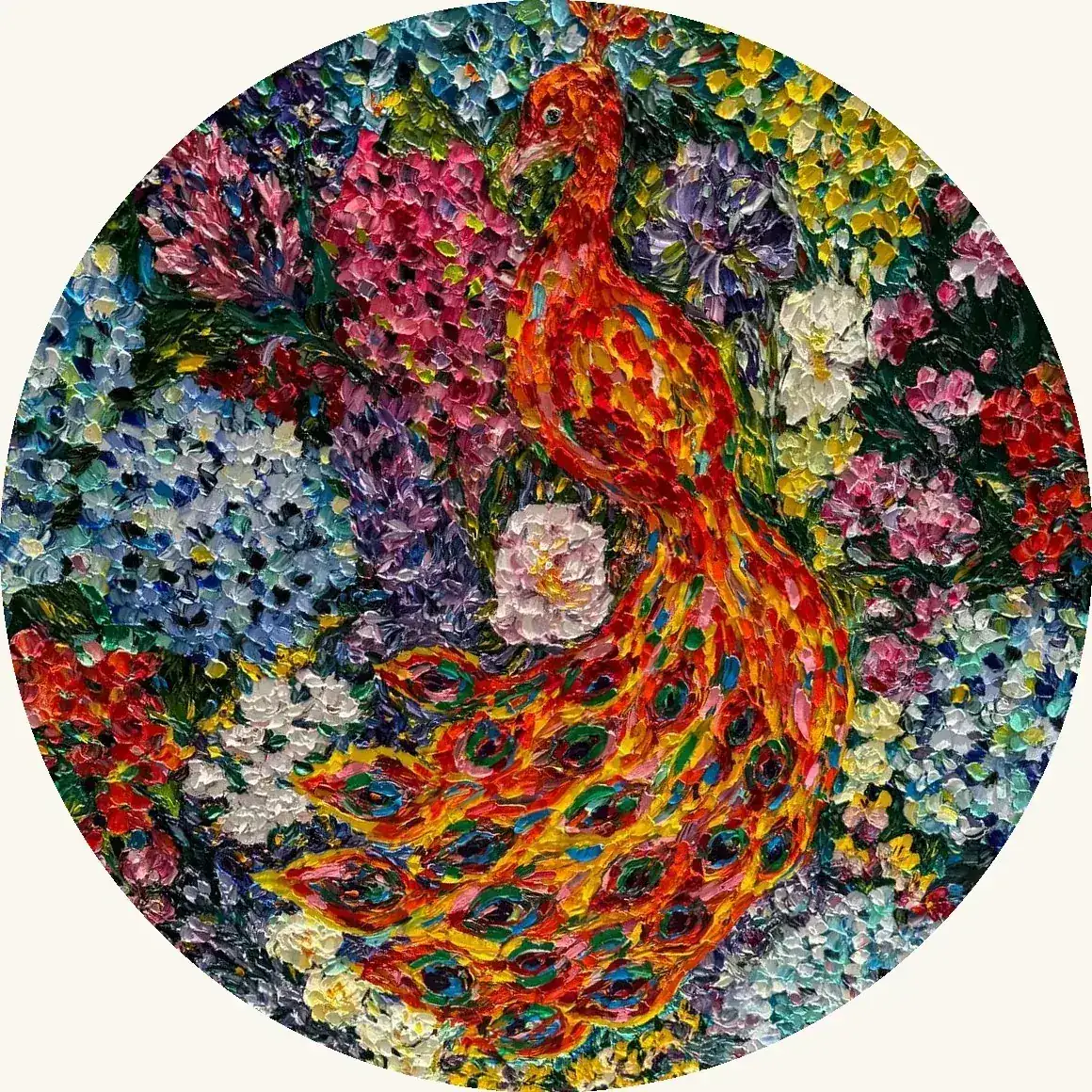 «Жар-Птица» — картина Ольги Симаковой, 160 × 160 см, серия Райские птицы