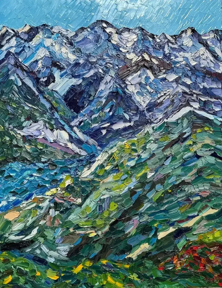«Перевал в горах. Осетия» — картина Ольги Симаковой, 80 × 100 см, серия Серия Осетия